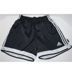 Vintage Y2K Adidas Climalite Black satin athletic Shorts three stripes mens S